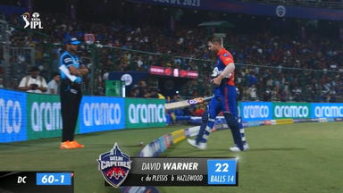 M50: DC vs RCB – David Warner Wicket
