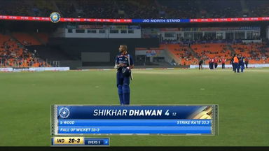 IND vs ENG 2021, 1ST T20I : Shikhar Dhawan Wicket