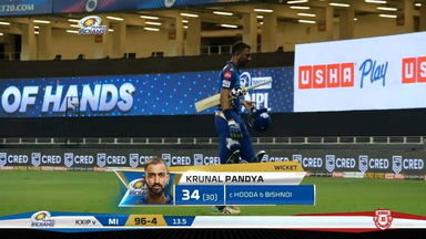 M36: MI vs KXIP – Krunal Pandya Wicket