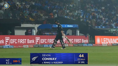 IND vs NZ 2026, 4th T20I: Devon Conway Wicket
