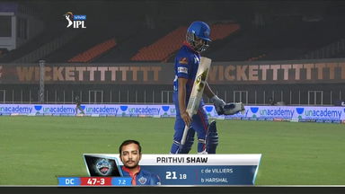 M22: DC vs RCB – Prithvi Shaw Wicket