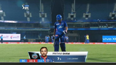 M13: DC vs MI   – Prithvi Shaw Wicket
