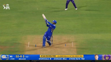 IPL 2025 M12: MI vs KKR - Ryan Rickelton Six