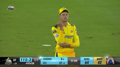 Tremendous reflexes: Mitchell Santner makes a fantastic stop