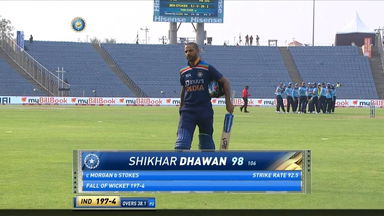 IND vs ENG 2021, 1st ODI : Shikhar Dhawan Wicket