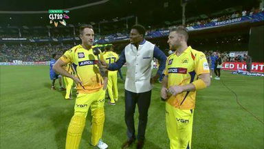 CLT20 2014 M23: KKR vs CSK  –   Interview – Brendon McCullum & Francois du Plessis