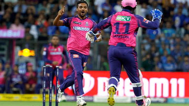 Splendid delivery: Sandeep cleans up Rohit with a knuckle ball