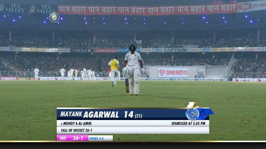 IND vs BAN 2019, 2nd Test, Day 1: Mayank Agarwal Wicket