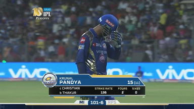 Q1: MI vs RPS – Krunal Pandya Wicket