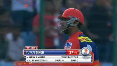 M6: DD vs RR – Yuvraj Singh Wicket