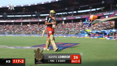 M20: RCB vs DC –  Mahipal Lomror  Wicket