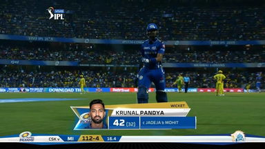 M15: MI vs CSK – Krunal Pandya Wicket