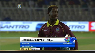IND vs WI 2018, 4th ODI: Shimron Hetmyer Wicket