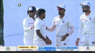 Ranji Trophy 2021-22, Karnataka v Uttar Pradesh, QF: Karnataka 2nd Innings Fall of Wickets