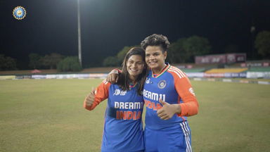 Player of the Match Shafali Verma in conversation with Radha Yadav