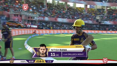 M44: KXIP vs KKR –  Nitish Rana Wicket