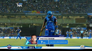 M03: MI vs DC – Prithvi Shaw Wicket