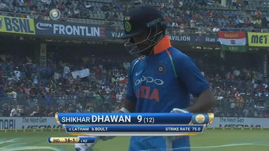 IND vs NZ 2017, 1st ODI: Shikhar Dhawan Wicket