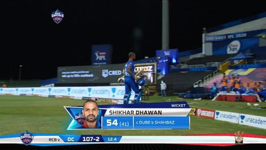 M55: DC vs RCB – Shikhar Dhawan Wicket