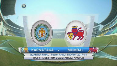 Ranji Trophy QF - KAR vs MUM: Day 1 Highlights