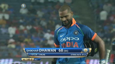 IND vs NZ 2017, 2nd ODI: Shikhar Dhawan Wicket