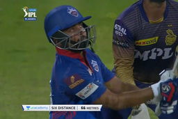 90-metre hit: Prithvi’s massive SIX