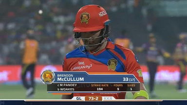 M23: KKR vs GL  – Brendon McCullum Wicket
