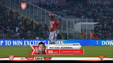M22: KXIP vs SRH – Mayank Agarwal Wicket