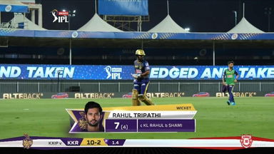 M46: KKR vs KXIP – Rahul Tripathi Wicket