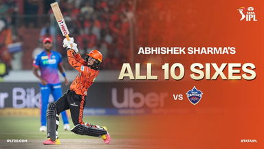All 10 sixes by Abhishek Sharma vs DC