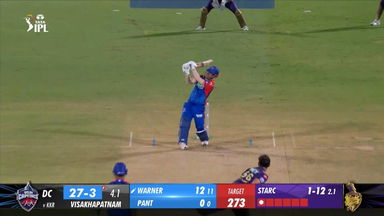 M16: DC vs KKR – David Warner Six