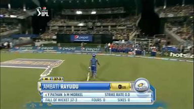 M1: KKR vs MI – Ambati Rayudu Wicket