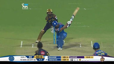 Eliminator: KKR vs RR – Rahul Tripathi Six