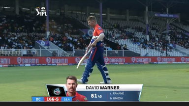 M19: KKR vs DC – David Warner Wicket