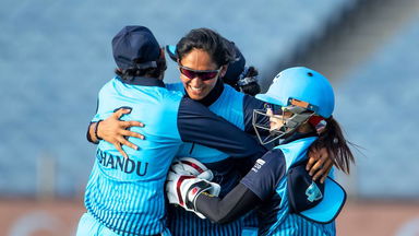 Harmanpreet goes airborne to take a stunner