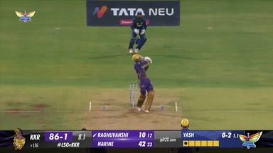 M54: LSG vs KKR – Angkrish Raghuvanshi Six